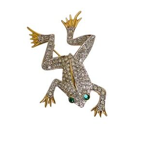 Butler and Wilson Crystal Green Eye Frog Brooch Retired